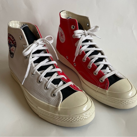 Converse Chuck 70 hi split logo play red white high top sneakers M 9.5 / W 11.5 - Picture 2 of 13